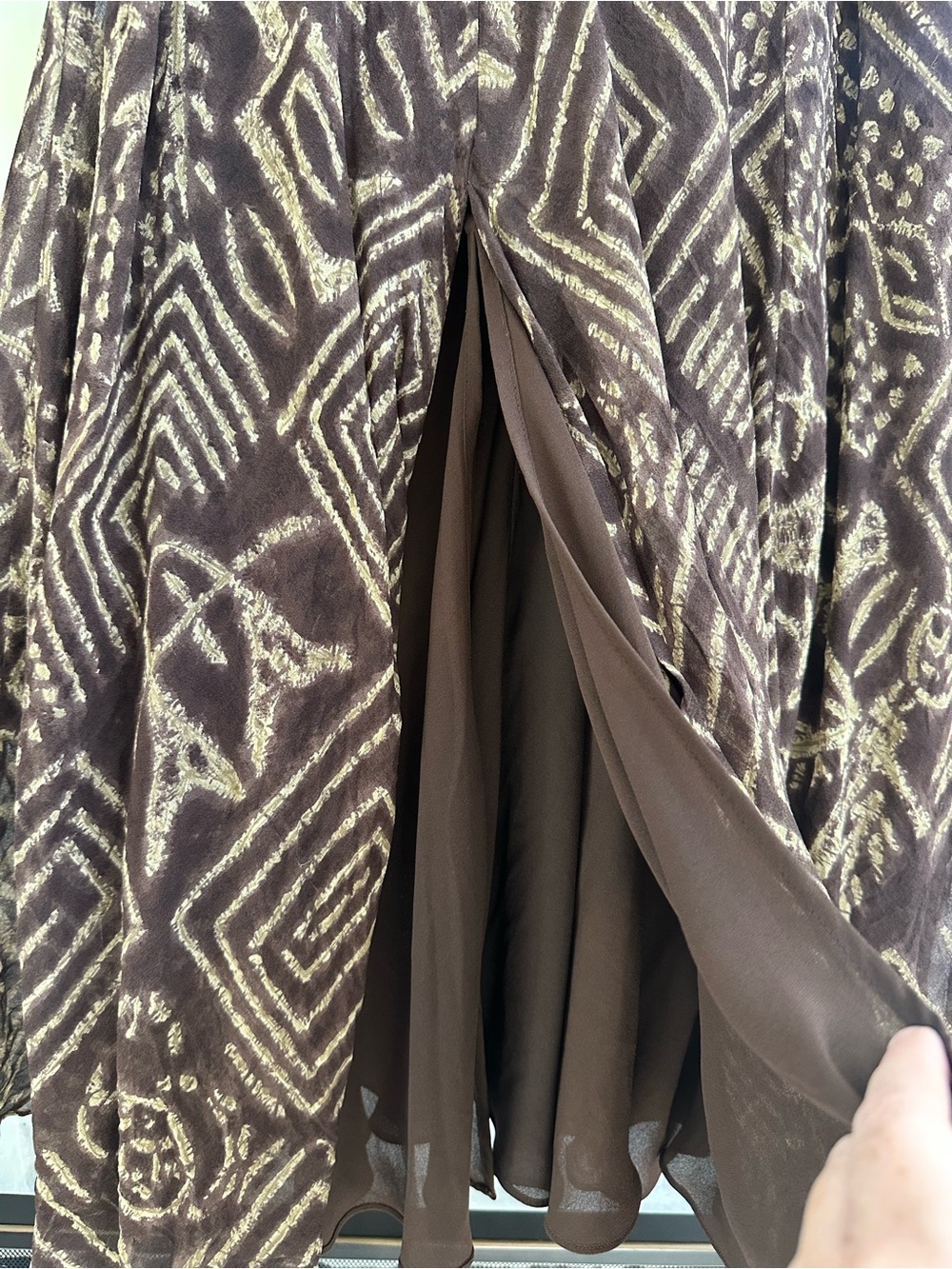 Vintage Lauren Ralph Lauren 100% Silk Geometric Print A-Line Skirt Size 12 - Picture 5 of 6
